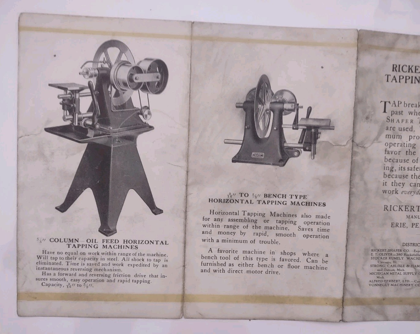 1940s Rickert-Shafer Manufacturers Erie PA Brochures Tapping Machines Die Heads