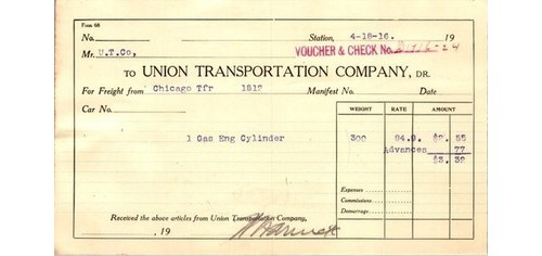Union Transportation Freight Bill Check 1916 Railroadiana NJ Produce Shipping