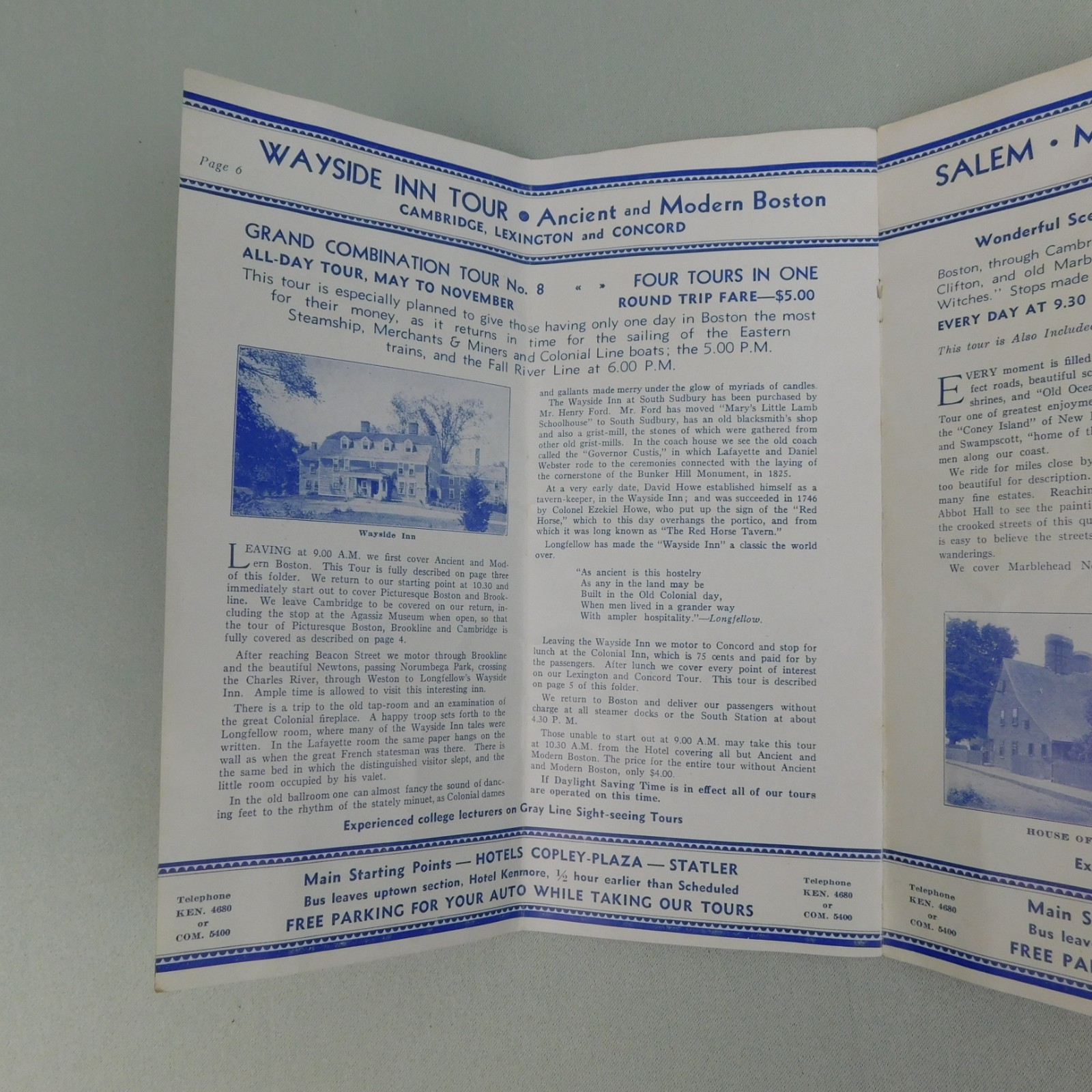Vintage 1935 Gray Line Boston Sight Seeing Tour Travel Brochure USS Constitution