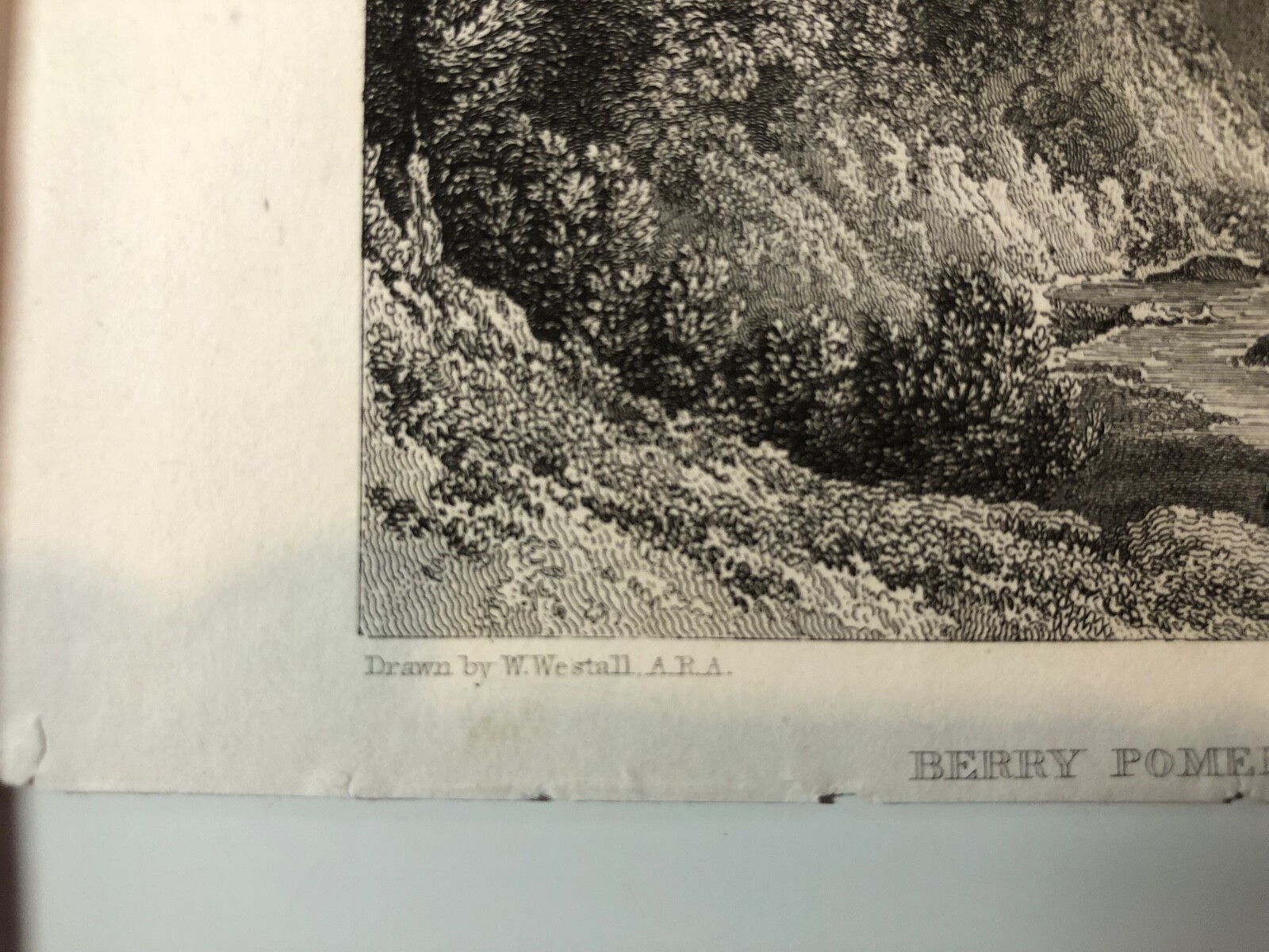 BERRY POMEROY CASTLE, Devon – Beautiful c.1830s 13.5 x 8.75cm Original Print -EX