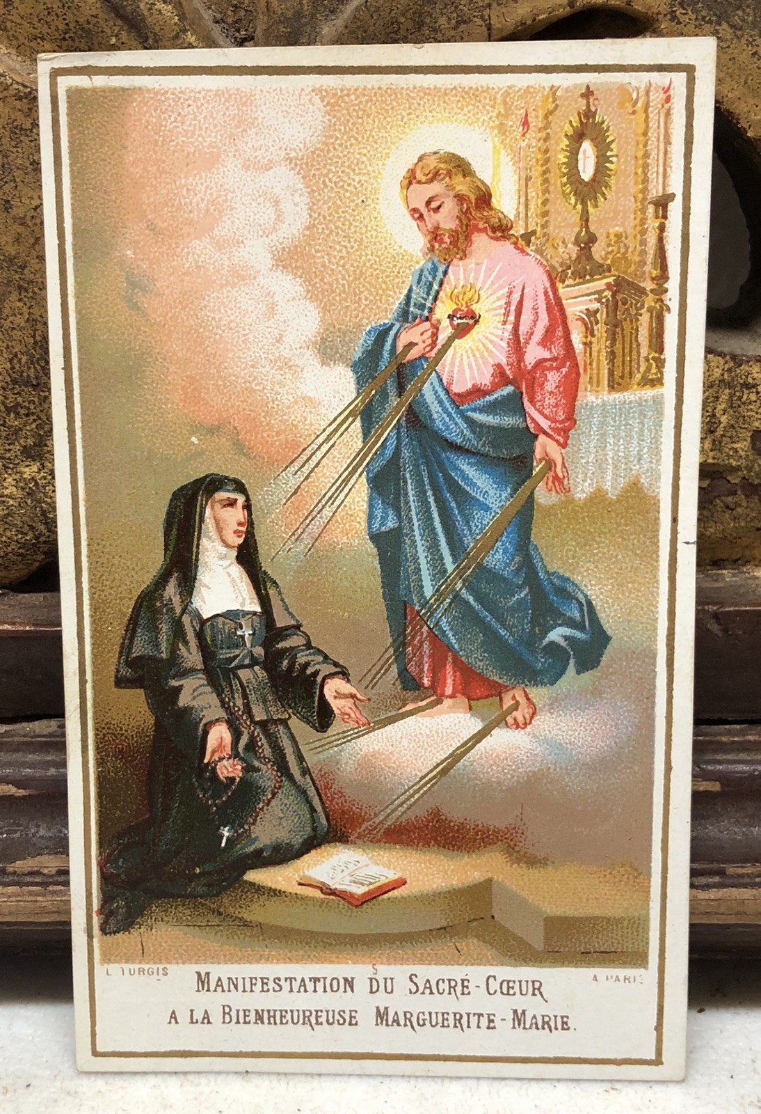 Sacred Heart of Jesus to St Margaret Mary Alacoque L Turgis Paris Catholic Card