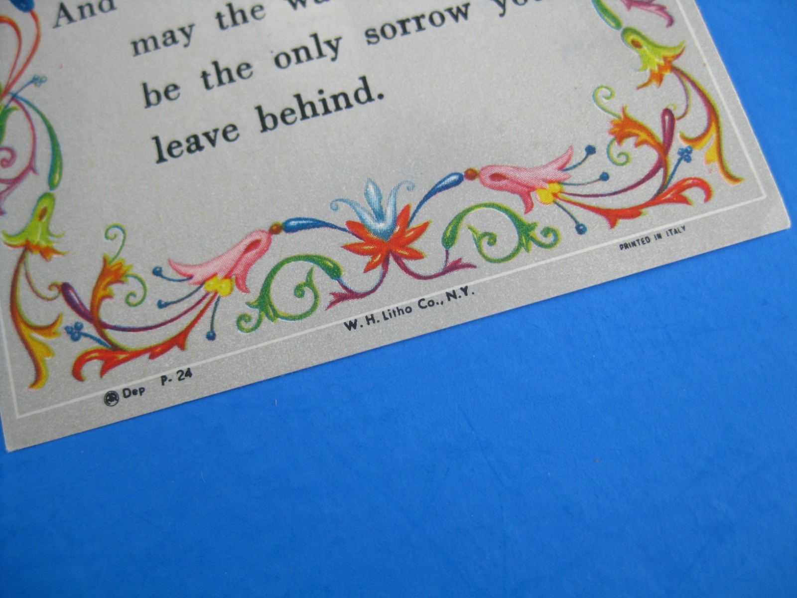 An Irish Wish Poem May The Road Rise Up To Meet You Vintage Prayer Card WH Litho