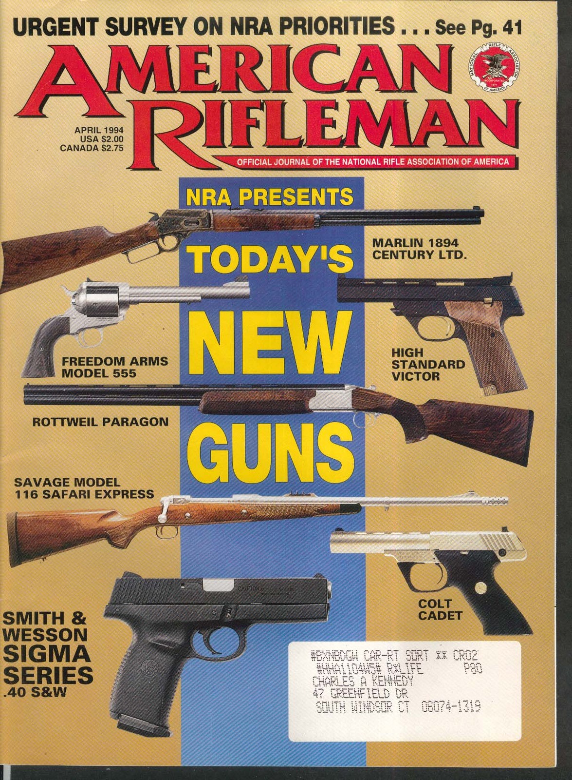 AMERICAN RIFLEMAN Ruger Super Magnum Mossberg 500 4 1994