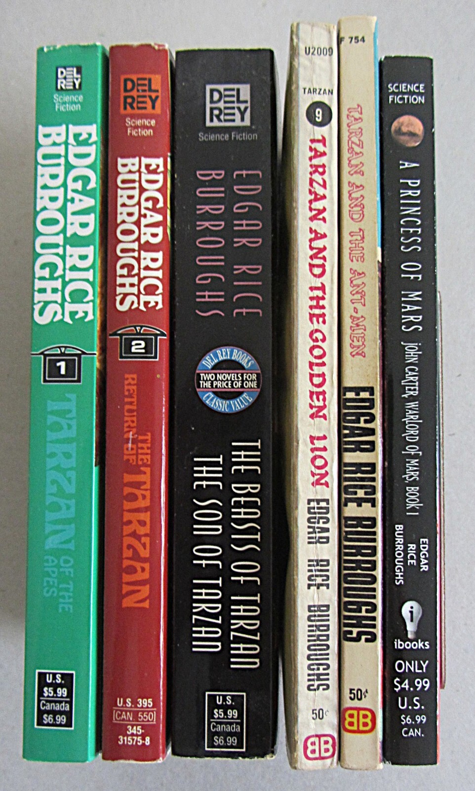 LOT 6~EDGAR RICE BURROUGHS PAPERBACK BOOKS~TARZAN~JOHN CARTER~VG to NEW