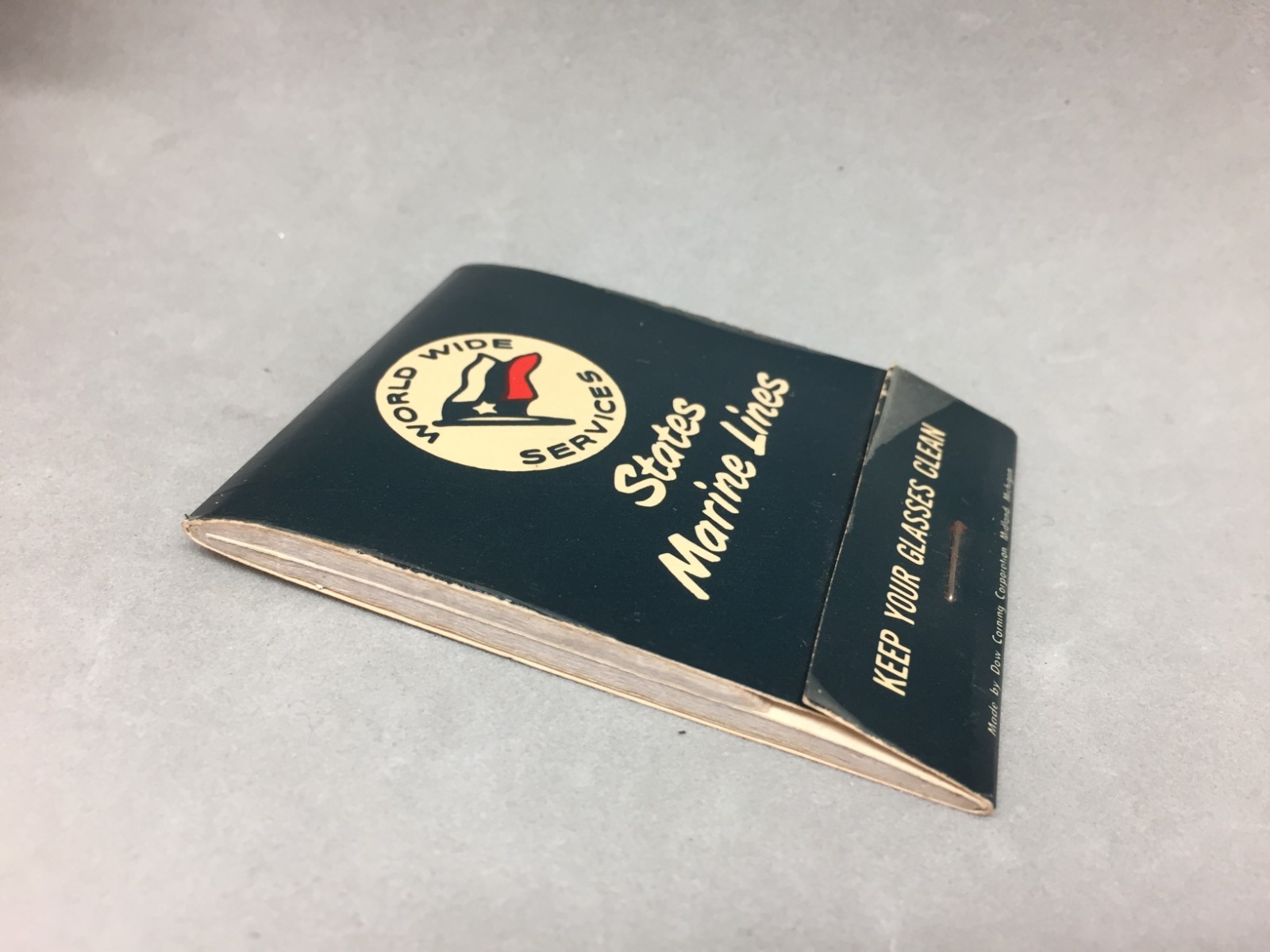 Steamship States Marine Lines World Wide Services Eye Glass Wipe Matchbook Style