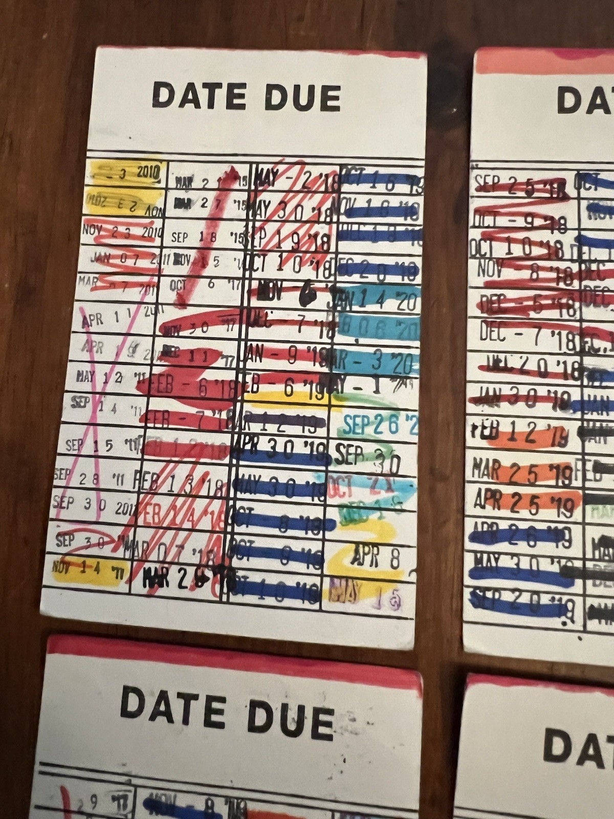 6 Book Checkout Date Due Library Cards With Date Stamps Ephemera Bookmark Craft