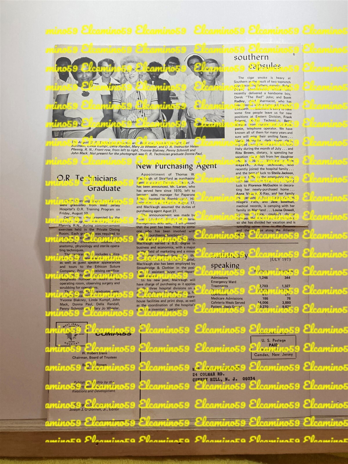Sept 1973 West Jersey Hospital Compass Newsletter Voorhees Twp Berlin Camden NJ
