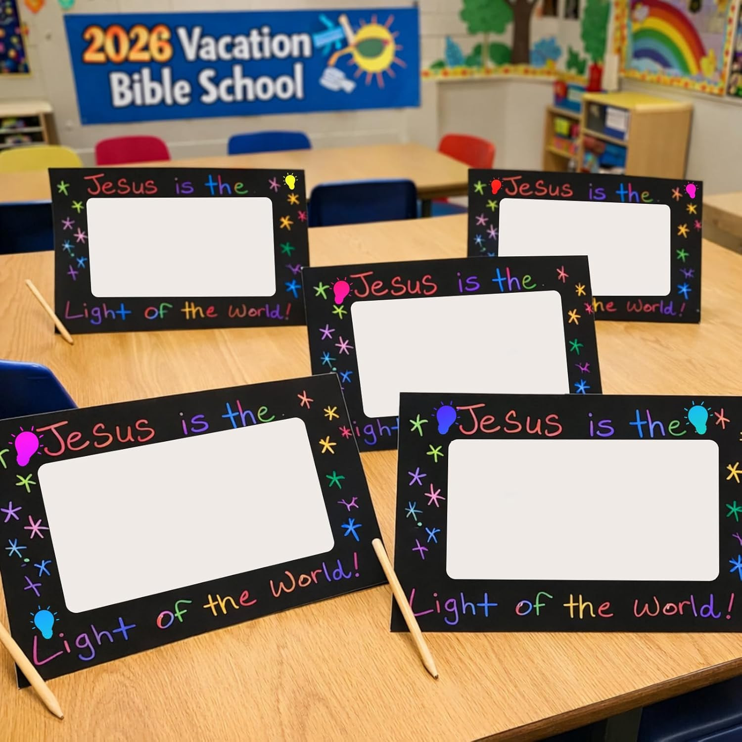24 Set 2026 Vbs Scratch Picture Frame Crafts 4” X 6” Vacation Bible DIY Scratc
