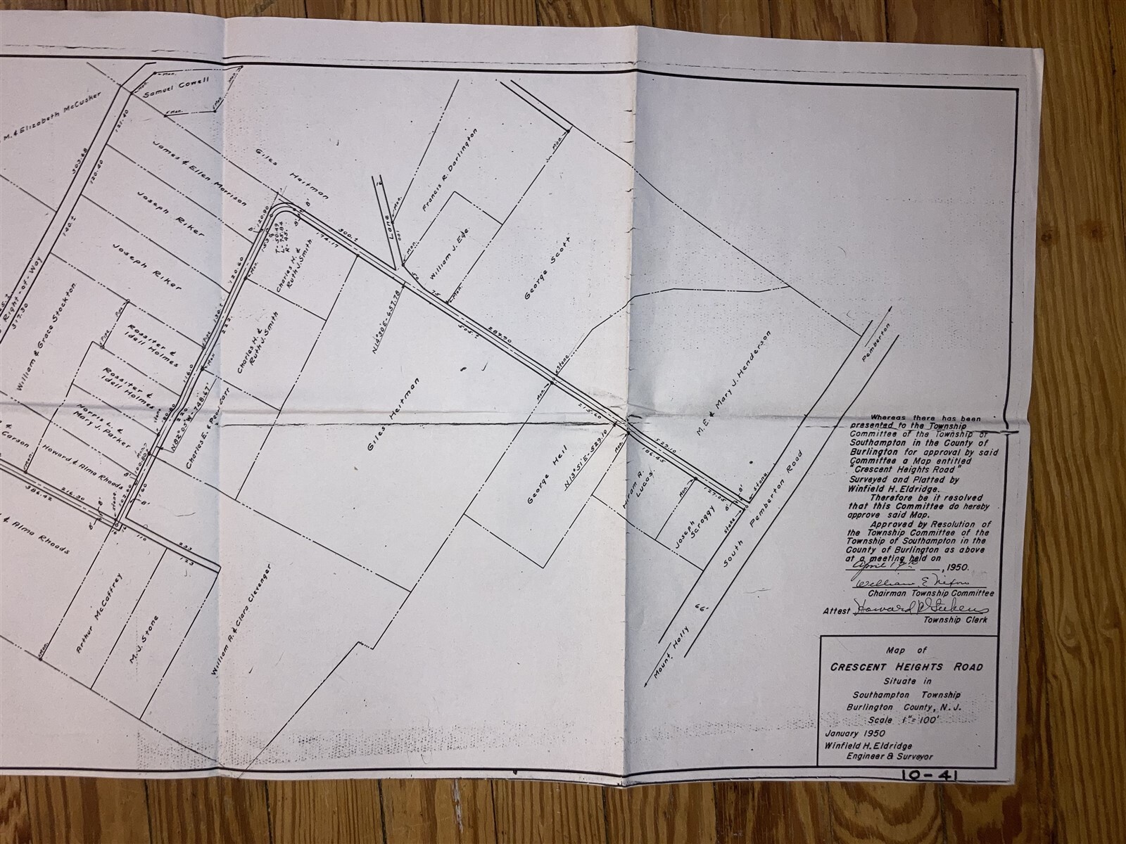 1950 Crescent Heights Road Southampton Twp Burlington County NJ Map Vtg