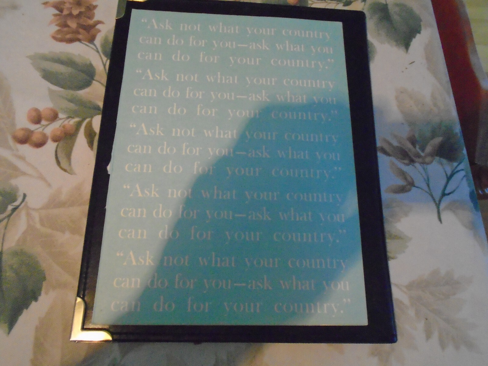 JOHN KENNEDY POSTER COLOR 8 BY 11 INCHES N.D.