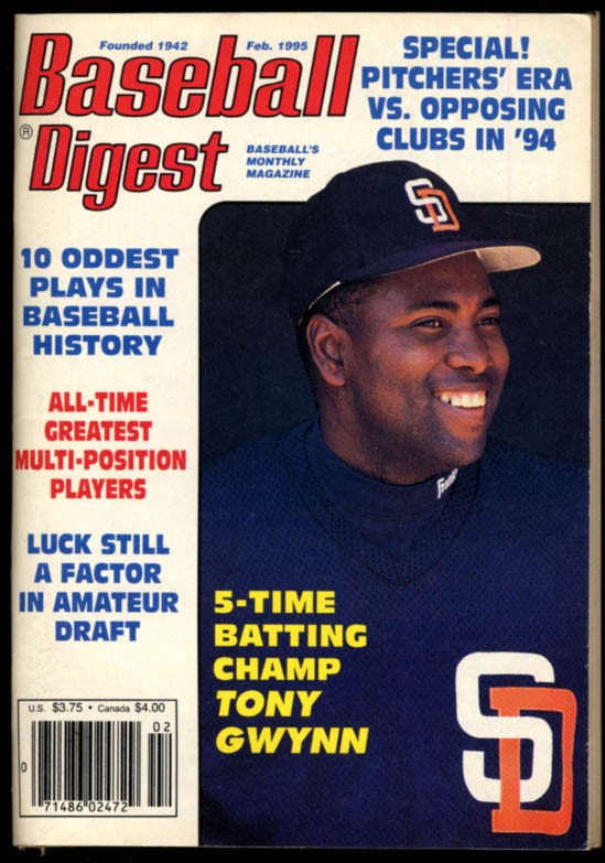BASEBALL DIGEST 2 1995 Tony Gwynn Mickey Mantle Gil Hodges Greg Maddux