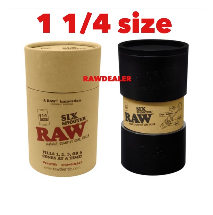 Raw 6 Six Shooter filler 1 1/4 size +slide lock cone case+glass tip+large poker