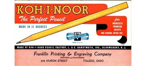 Koh-I-Noor 1500 Series HB Pencil Advertising Blotter Franklin Printing 1940s