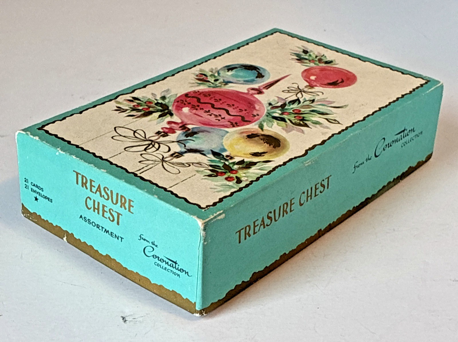 Lot of 2 Vintage Boxes – Outlet Store Candy Box & Coronation Christmas Card Box