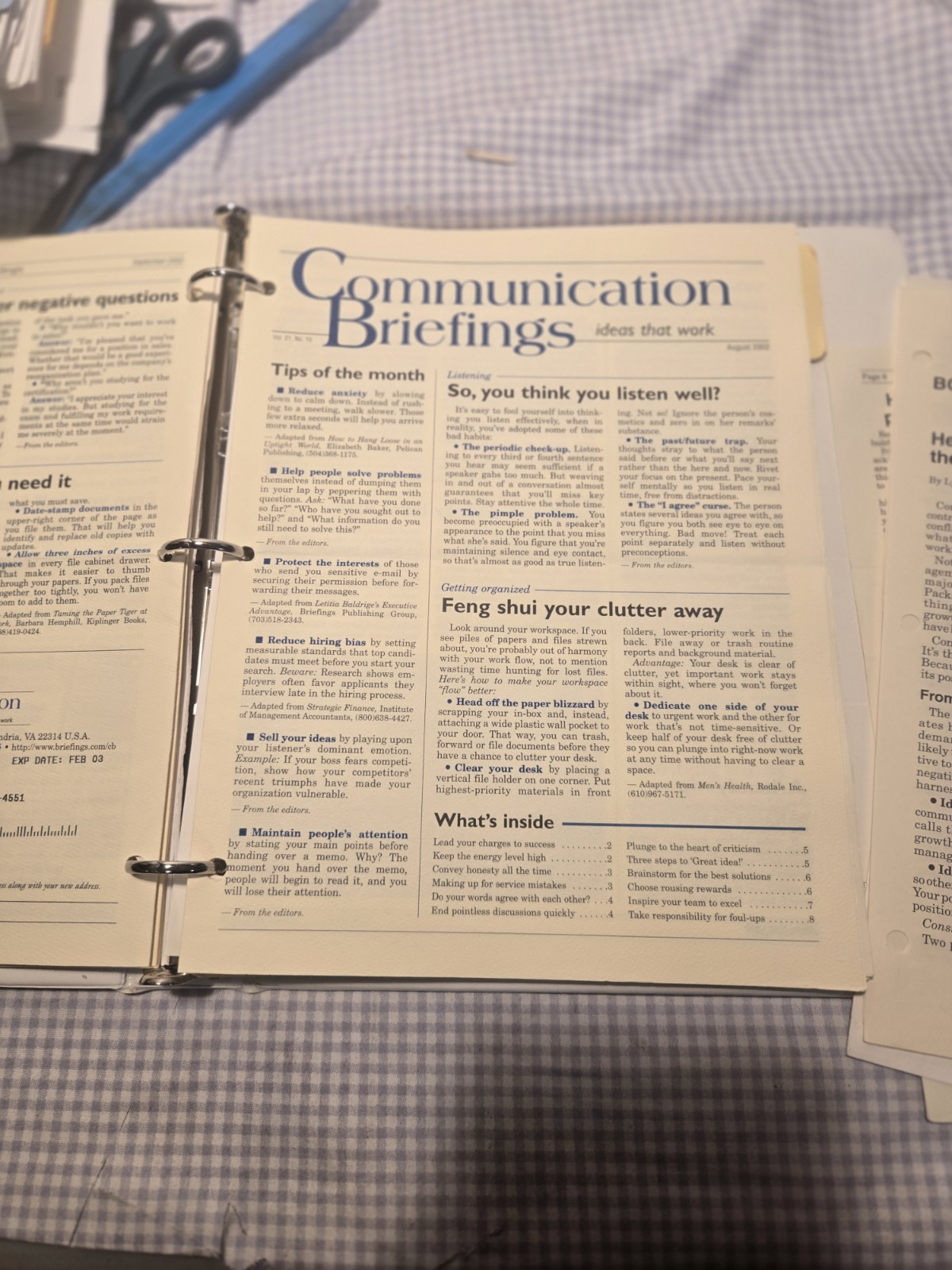 Communication Briefings 2002-2003 Business Management Newsletter Binder Lot