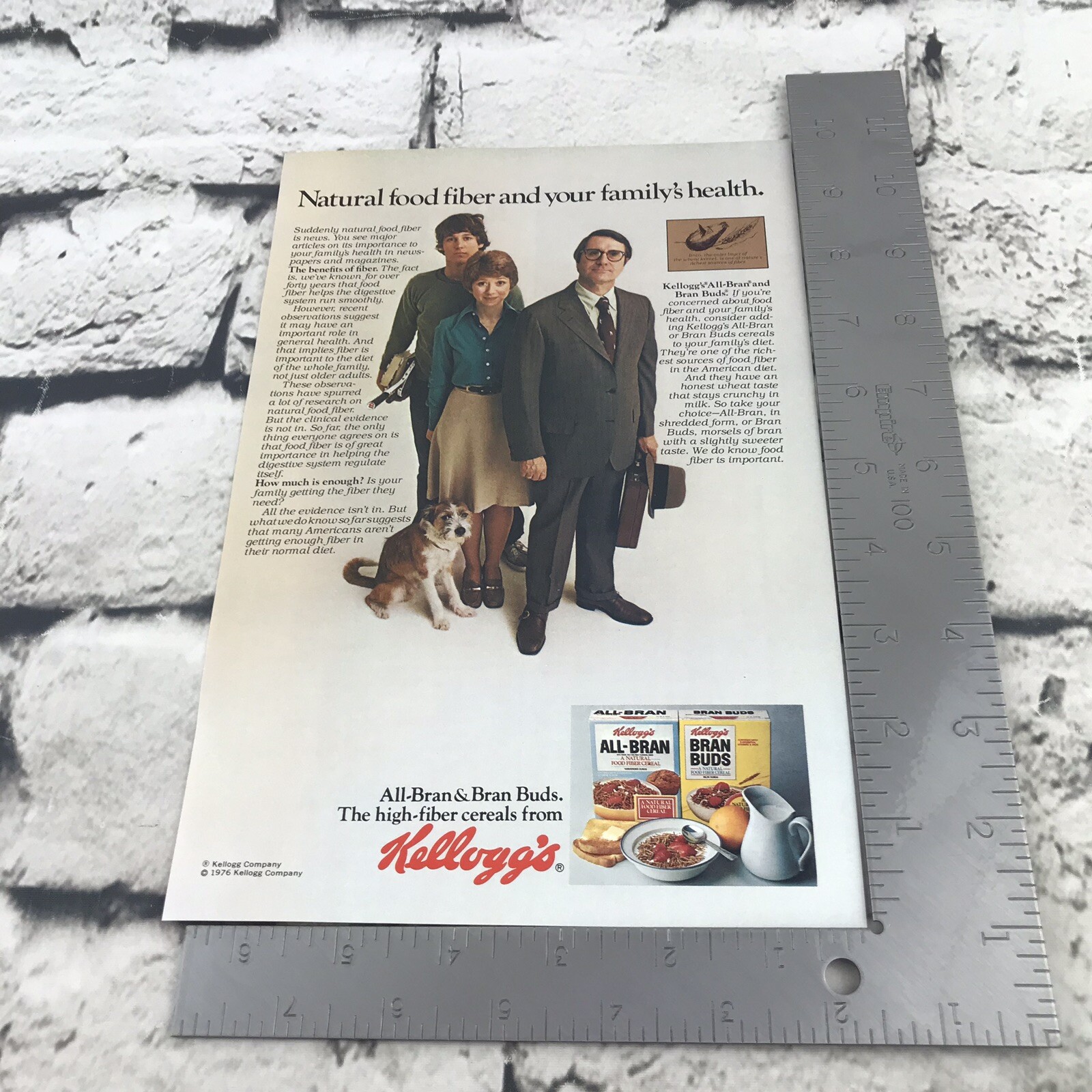Vtg 1976 Kelloggs All Bran Bran Buds Print Ad Advertising Art