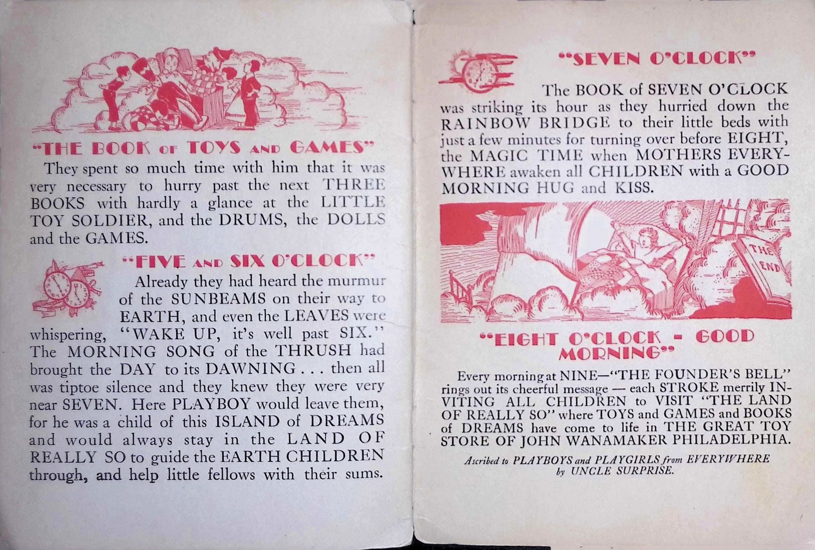 John Wanamaker Philadelphia Around the Clock Promo Storybook c1910 Red Ink