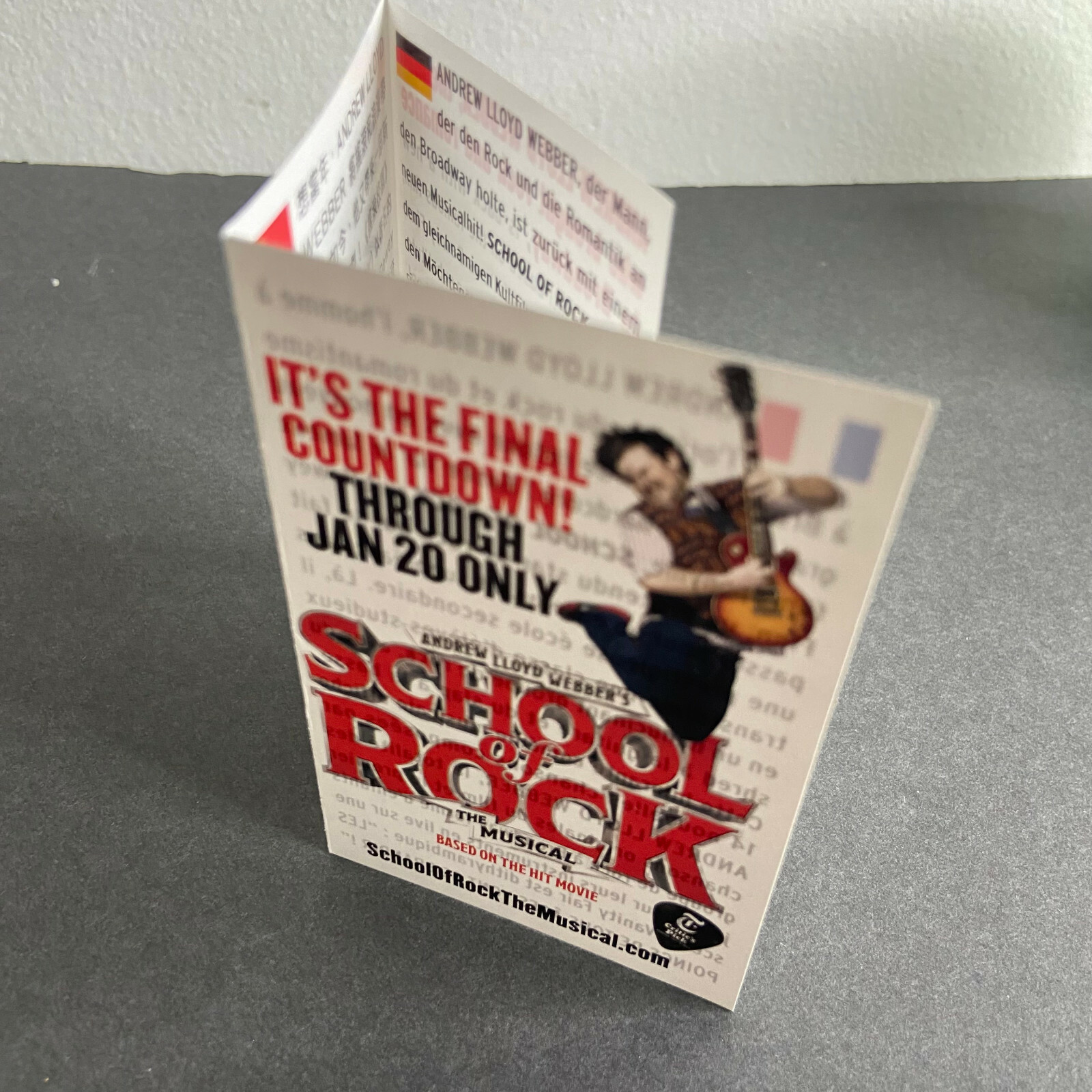 School of Rock 2019 Promo Ad Flyer Handbill Pocket New York City Broadway