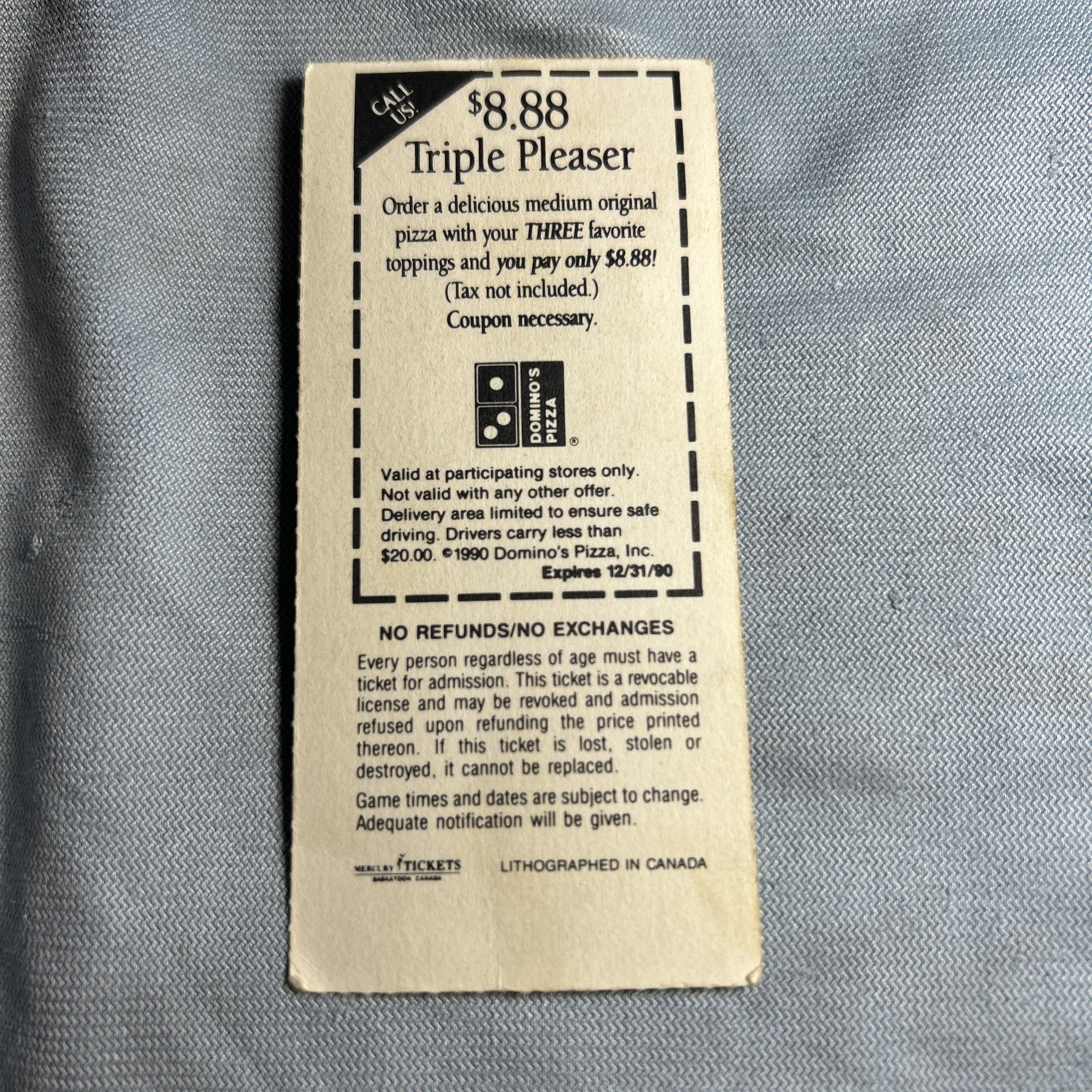 Miami Hurricanes Ticket Stub 1990 Orange Bowl Stadium Vs Boston College Game 5