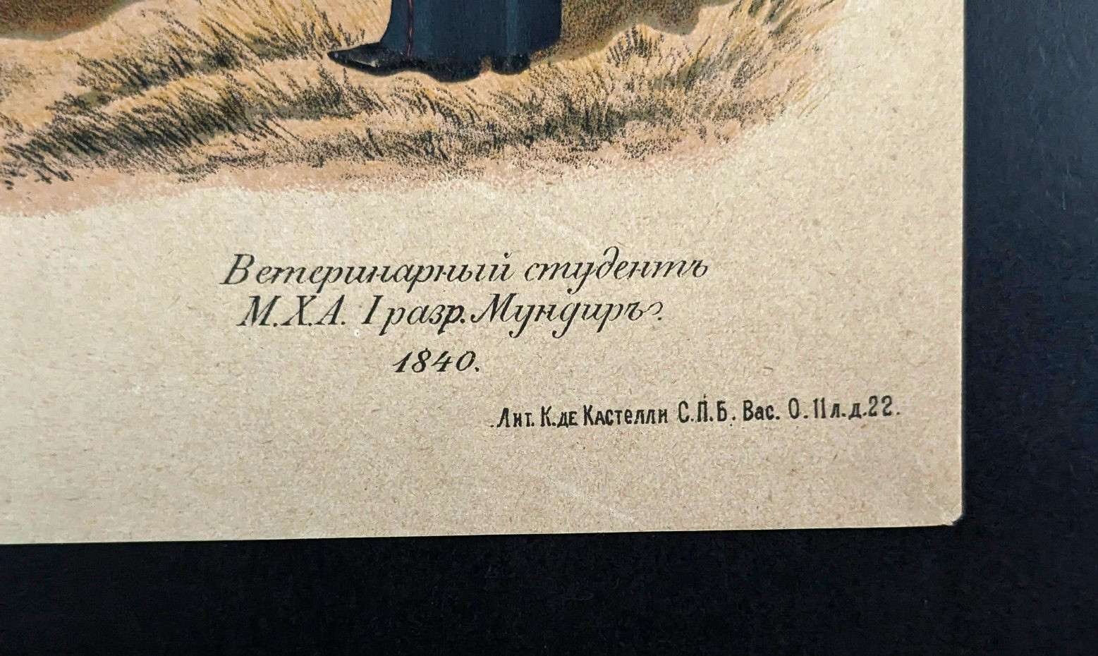 Antique Russian Lithograph Print Uniforms Imperial Medical & Surgical Academy