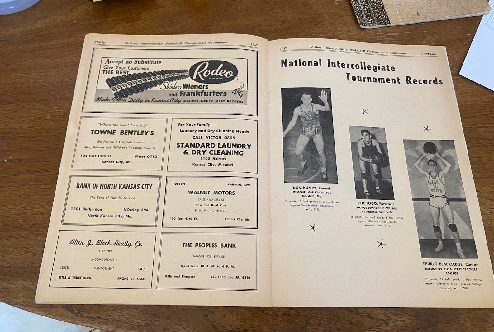 1947 NIBC National Intercollegiate Basketball Championship program Converse