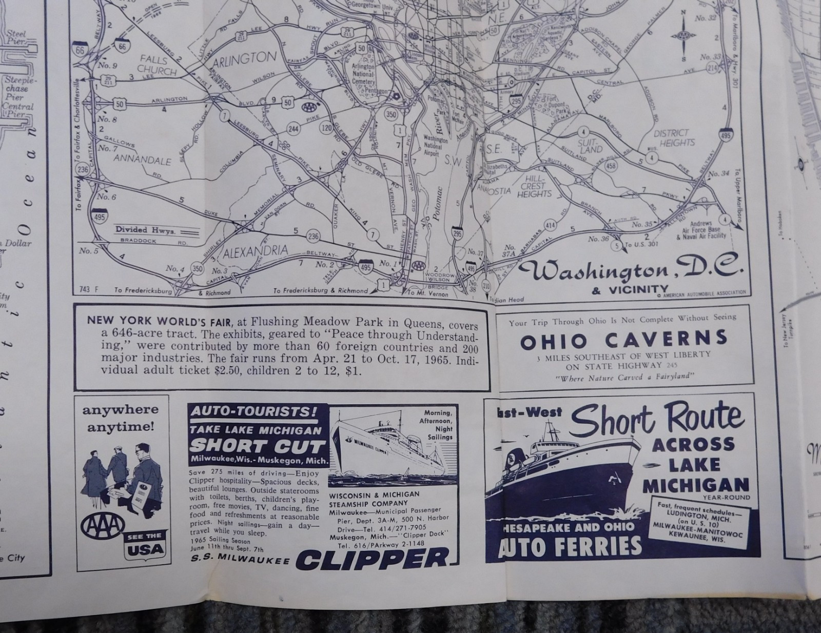 Vintage 1965-1966 AAA Northeastern United States Road Map Travel Route Planner