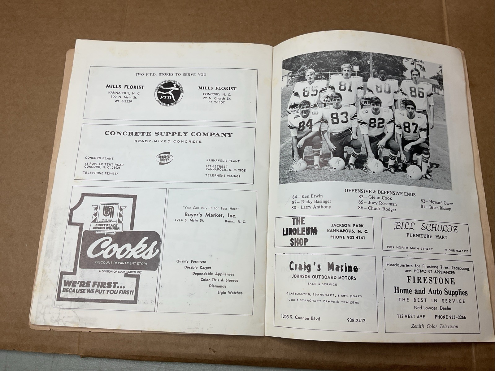 21 Sep 1974 Football Program Kannapolis Vs Lexington High School Nc B69
