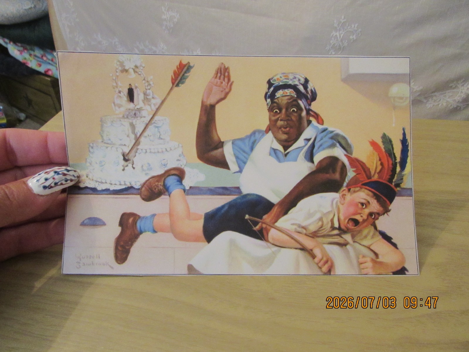 VTG Lithograph Russell Sambrook The Chef and the Wedding Cake