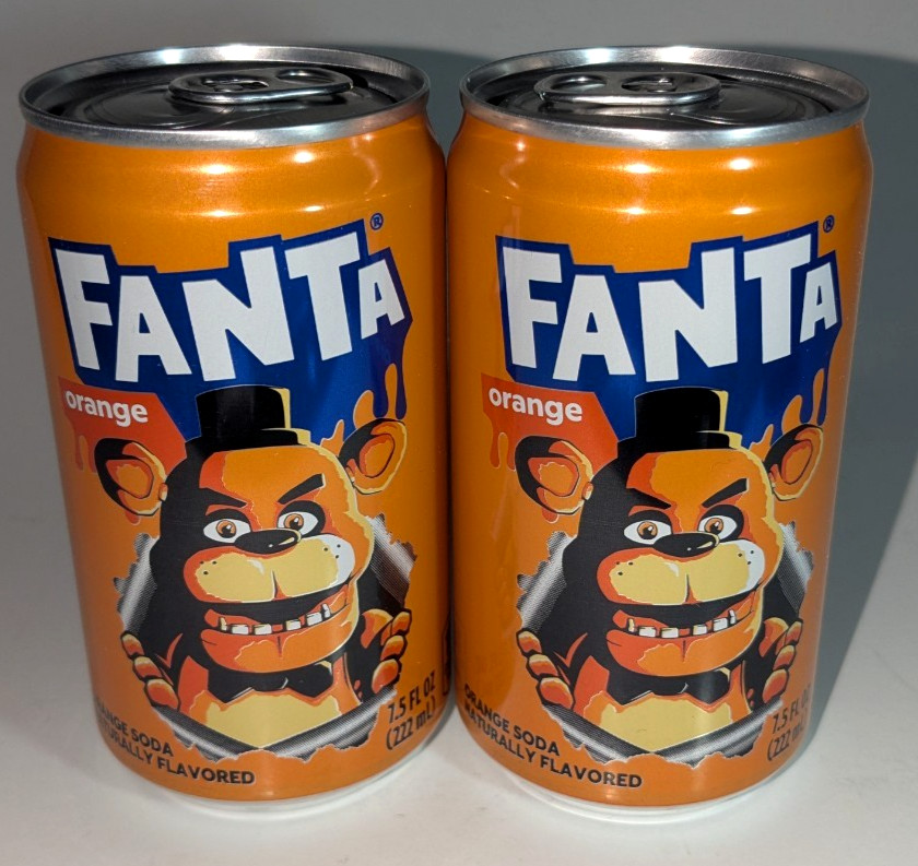 2 Full 7.5 Ounce Cans Fanta Orange Freddy Fazbear Five Nights At Freddy’s