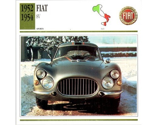 Fiat 8V Otto Vu Ghia Supersonic 2.0L V8 1991 Card Italy Italian Post-War