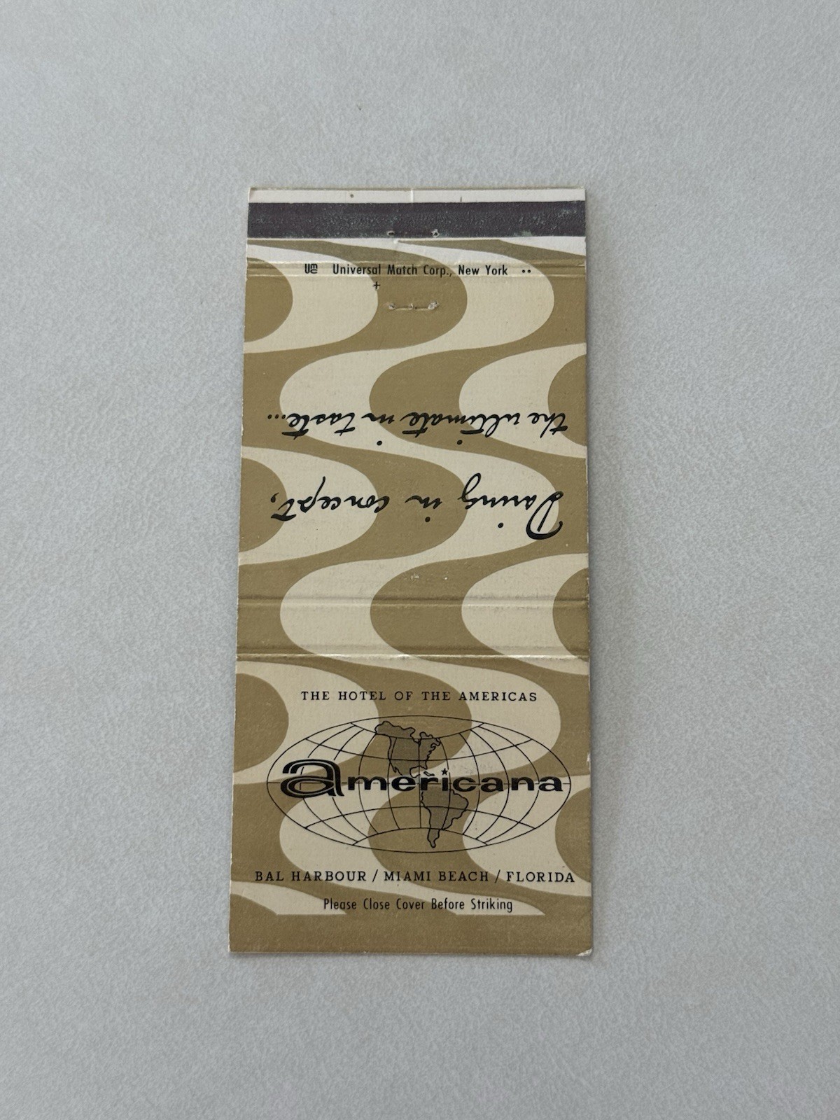 Americana Hotel Miami Beach Bal Harbour Florida Vintage Matchbook Cover 1B