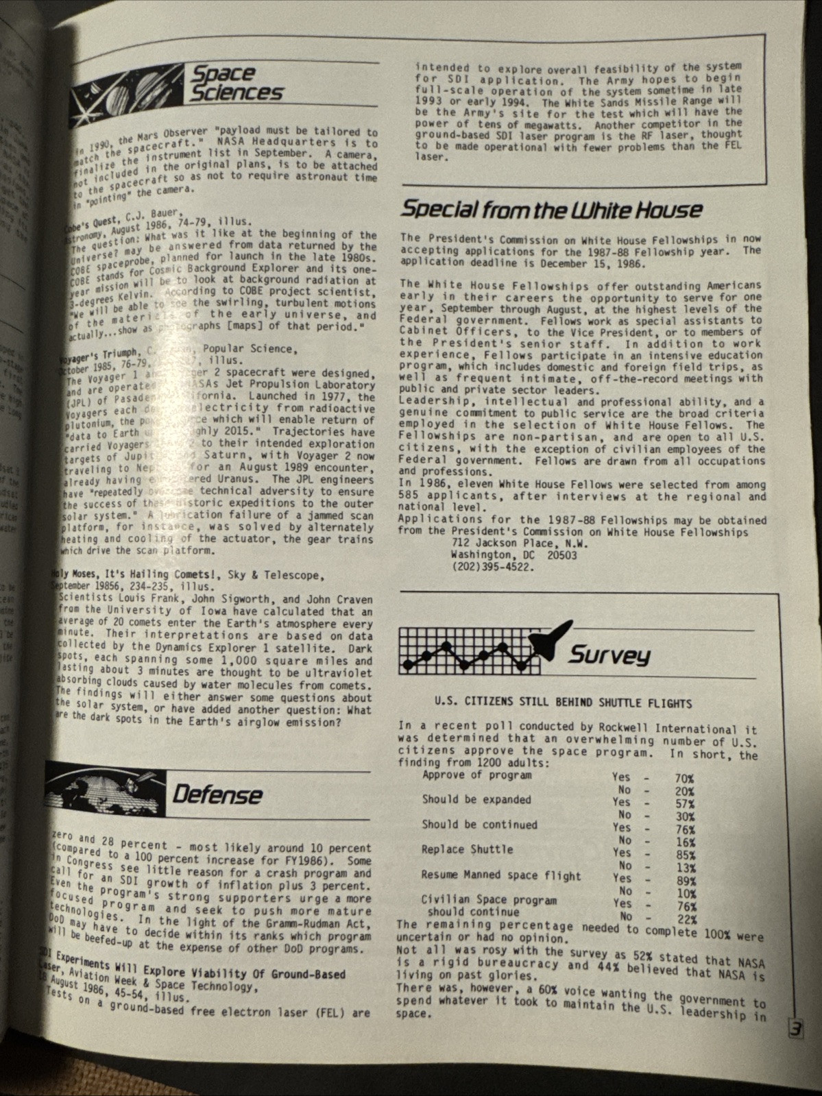 1986 Fall Aviation Space Magazine America Pioneering Space
