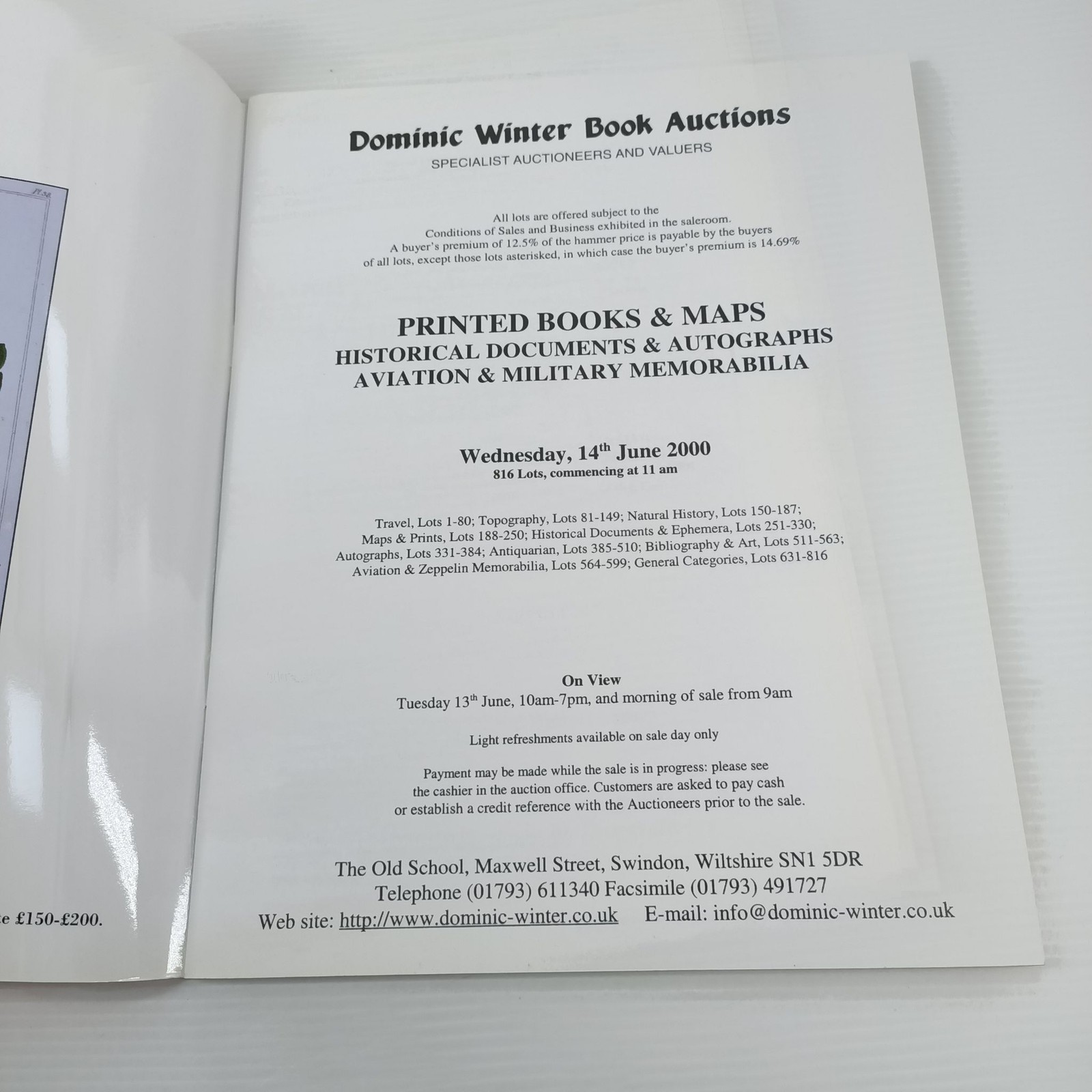 Dominic Winter Auction Catalogue Printed Books Maps Autographs 14 June 2000