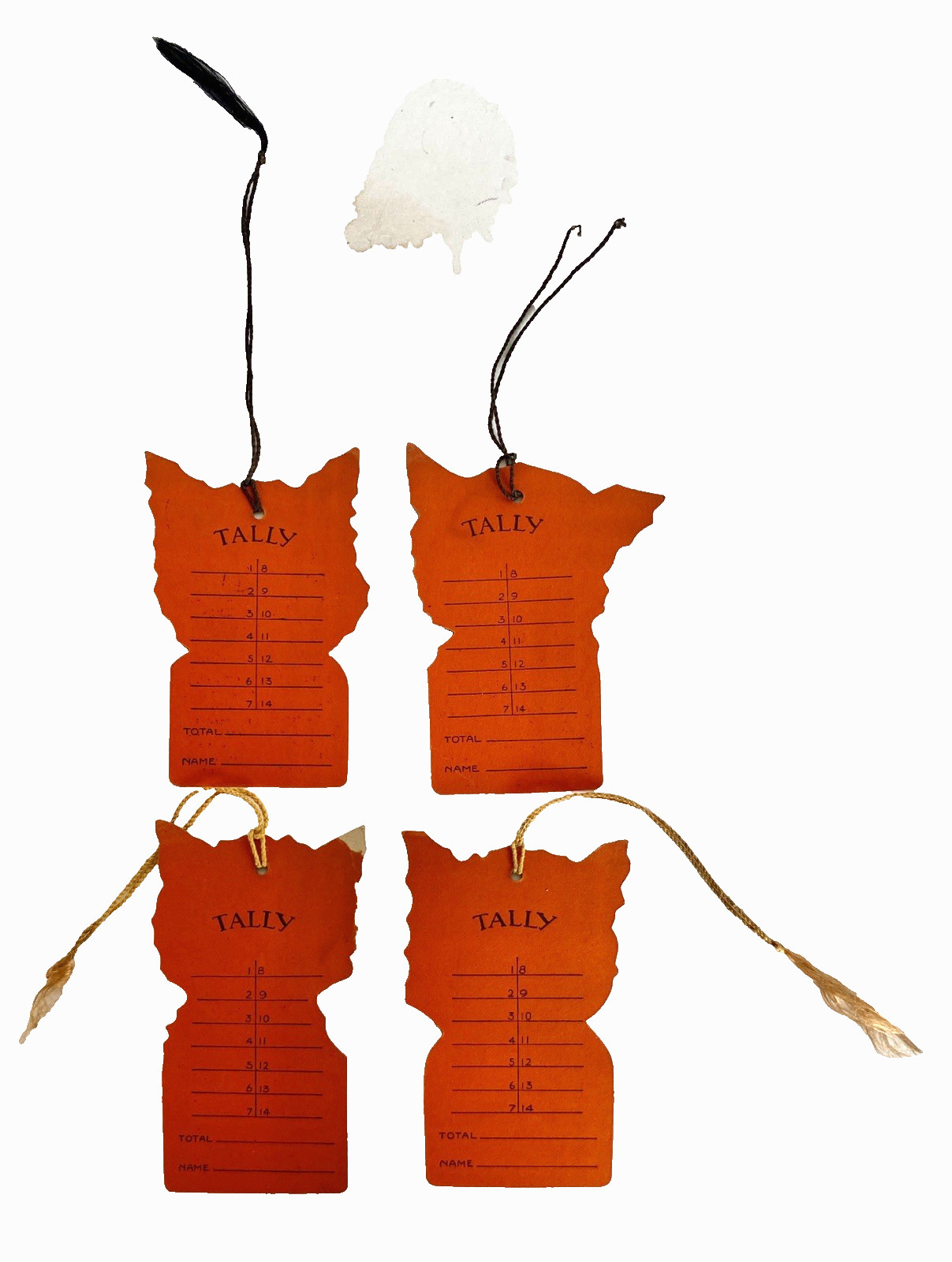 Vintage Halloween Black Cat Bridge Tallies, Set of 4 Die-Cut All Different