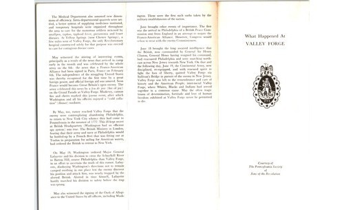 Valley Forge Continental Army Brochure Pennsylvania Revolution 1777