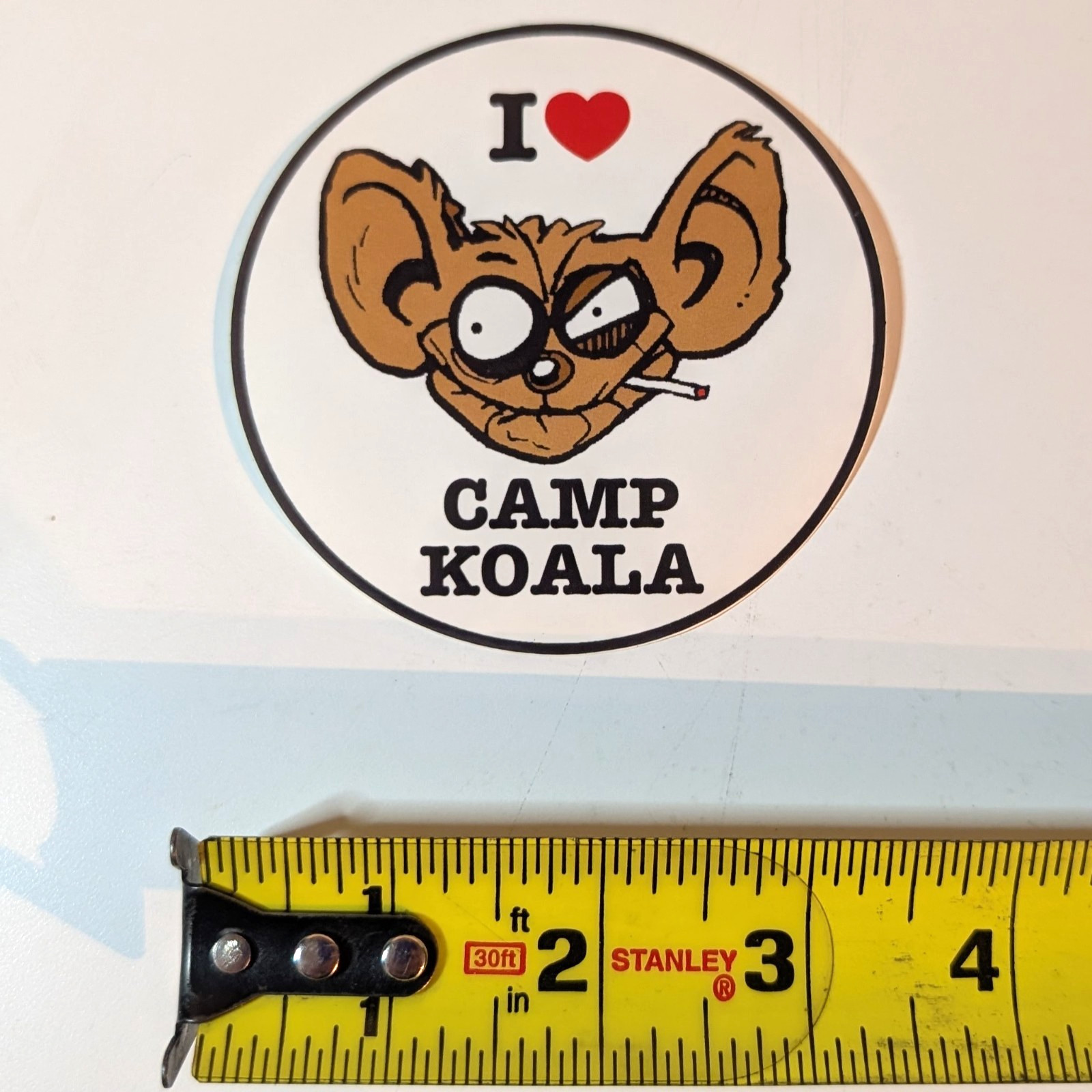 Tank Girl I Love Camp Koala Official Vinyl Decal Sticker, Color, Round, Heart