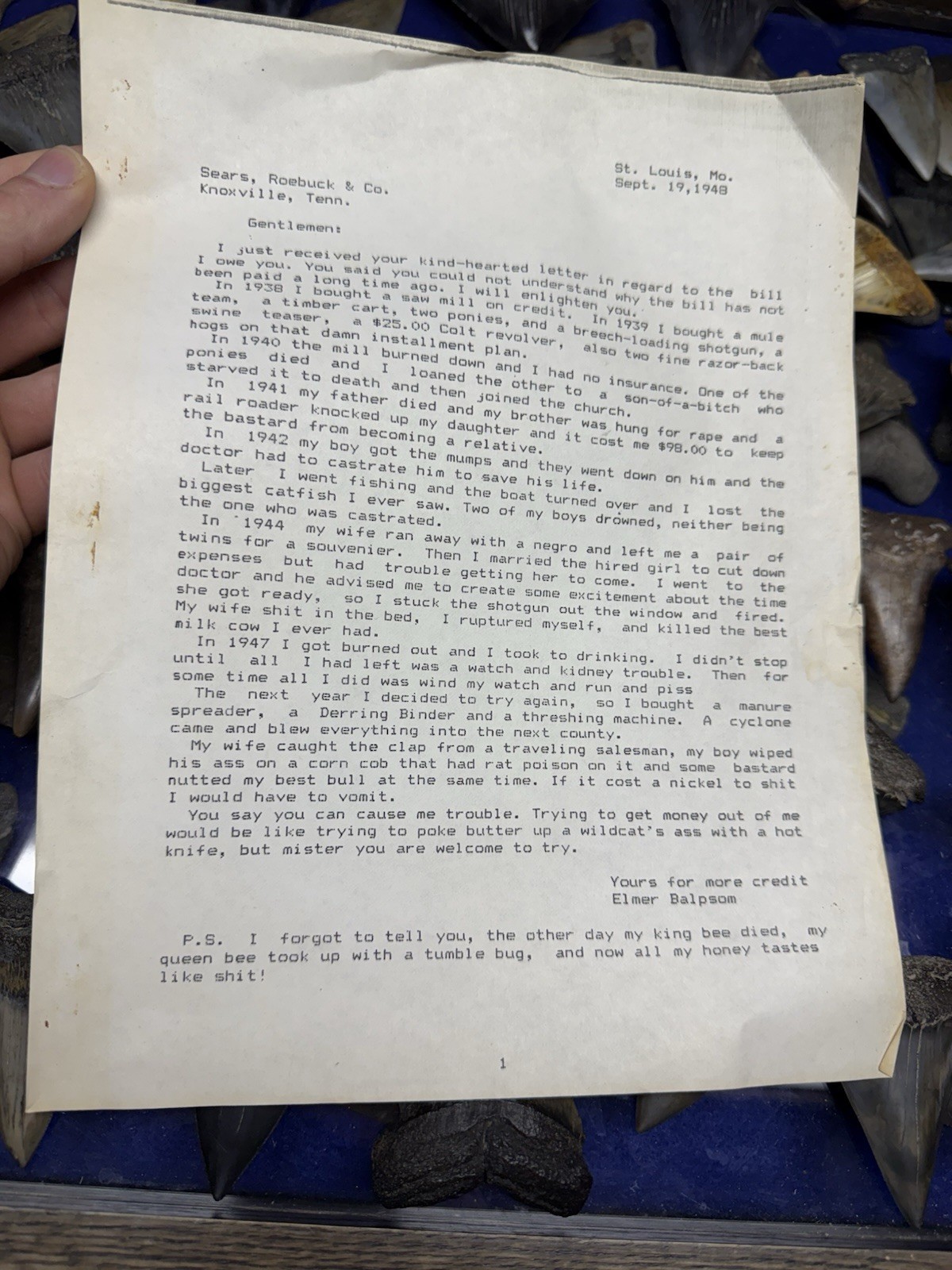 VTG HILARIOUS Sears Roebuck and Co Letter Unpaid Customer Story