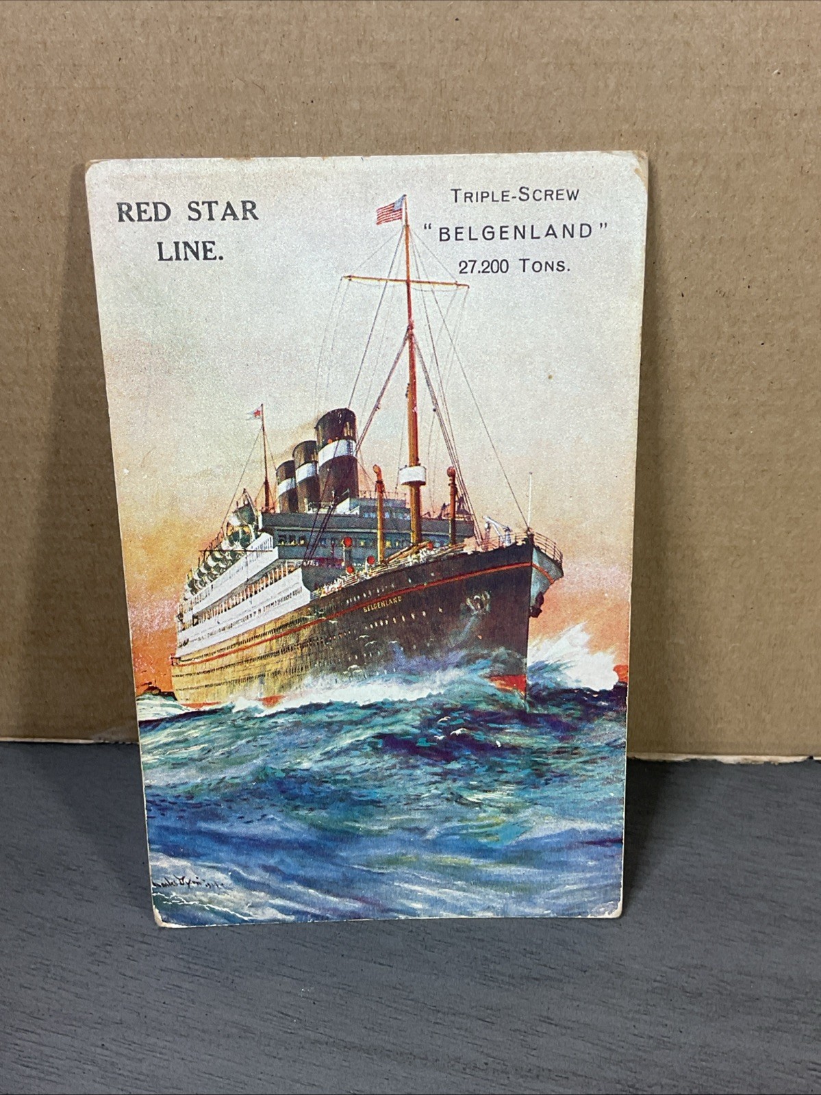 Vintage Red Star Line Post Card SS ARABIC, SS MARQUETTE BELGENLAND B49