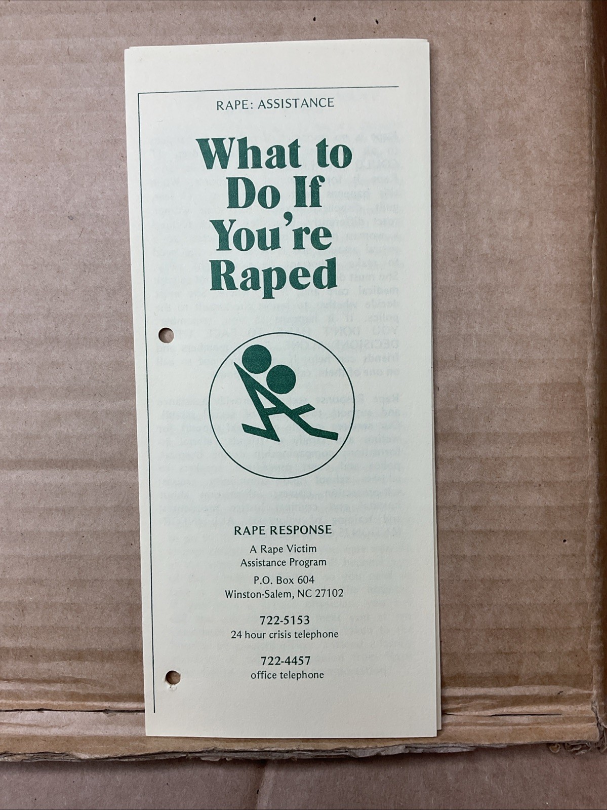 1980s What To Do If You’re Raped Winston-Salem Police Brochure Nc B73