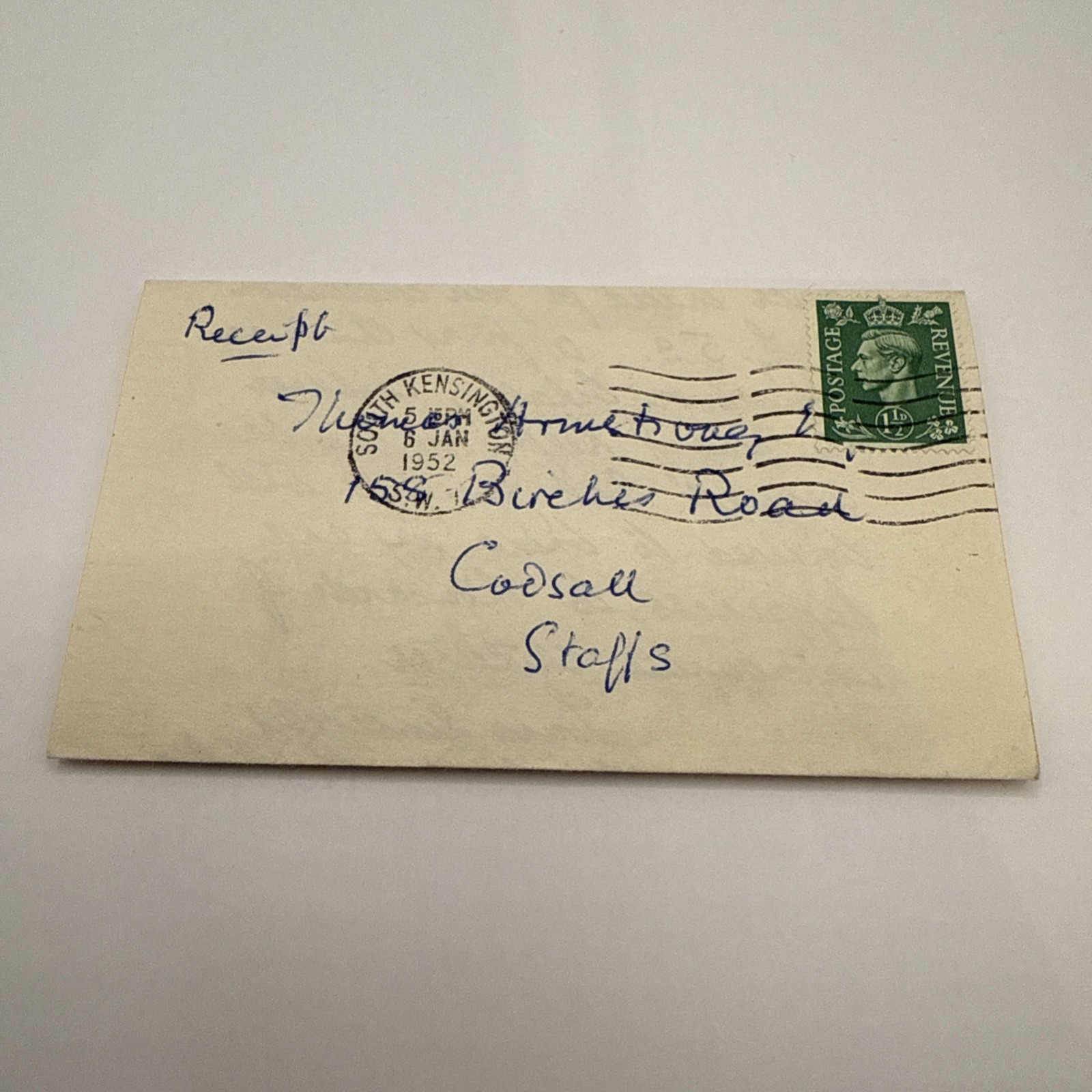 1952 Letter Receipt donation to Denison House Charity for Unfortunate Children