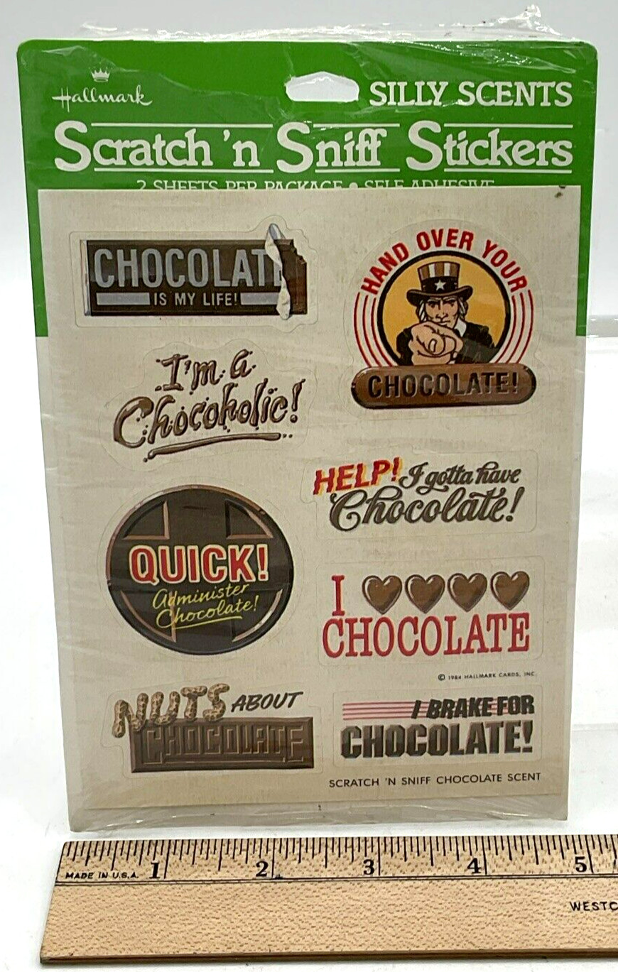 Vintage 1982 Silly Scents Scratch N Sniff Stickers 2 Sheets Chocolate Hallmark