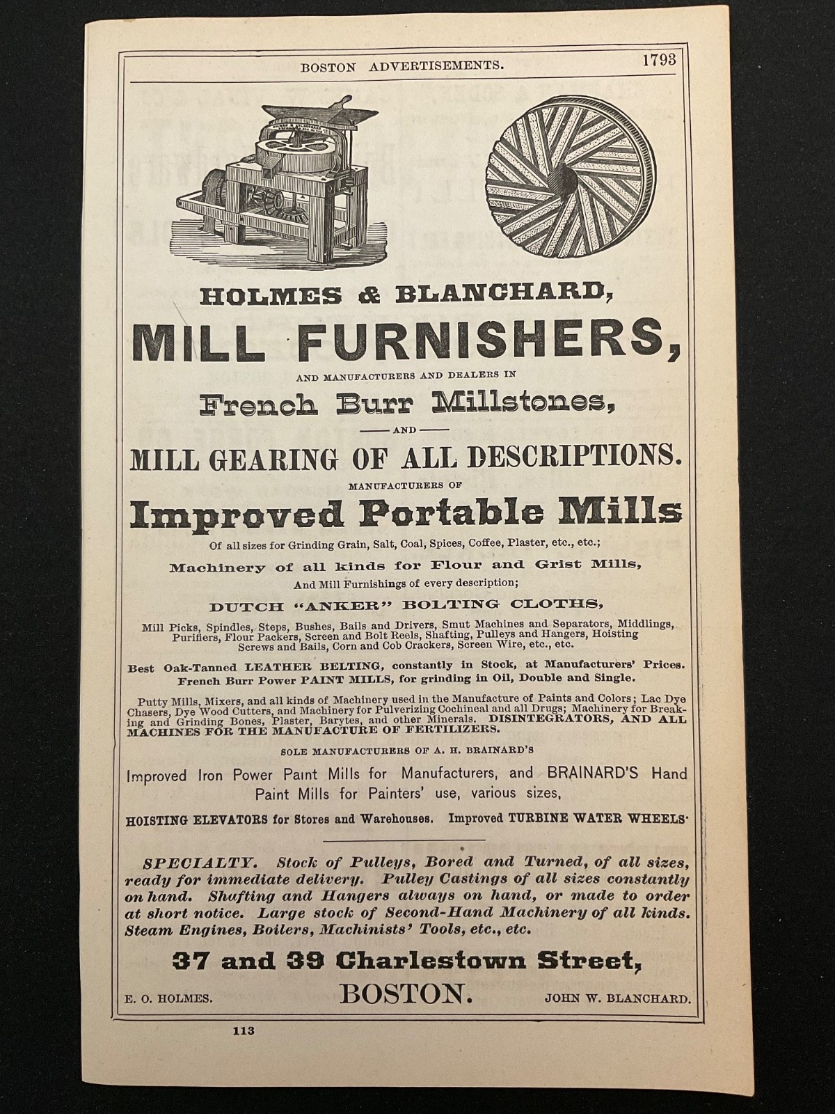 1883 Antique Ad Page Holmes & Blanchard Mills, Redding Telephone Line Builder MA