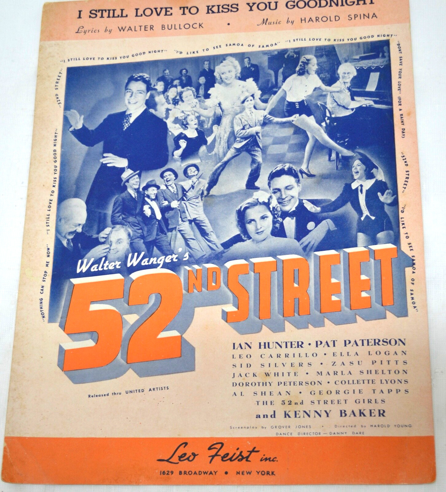 1936 Vtg Sheet Music Piano I Still Love to Kiss You Goodnight From 52nd Street