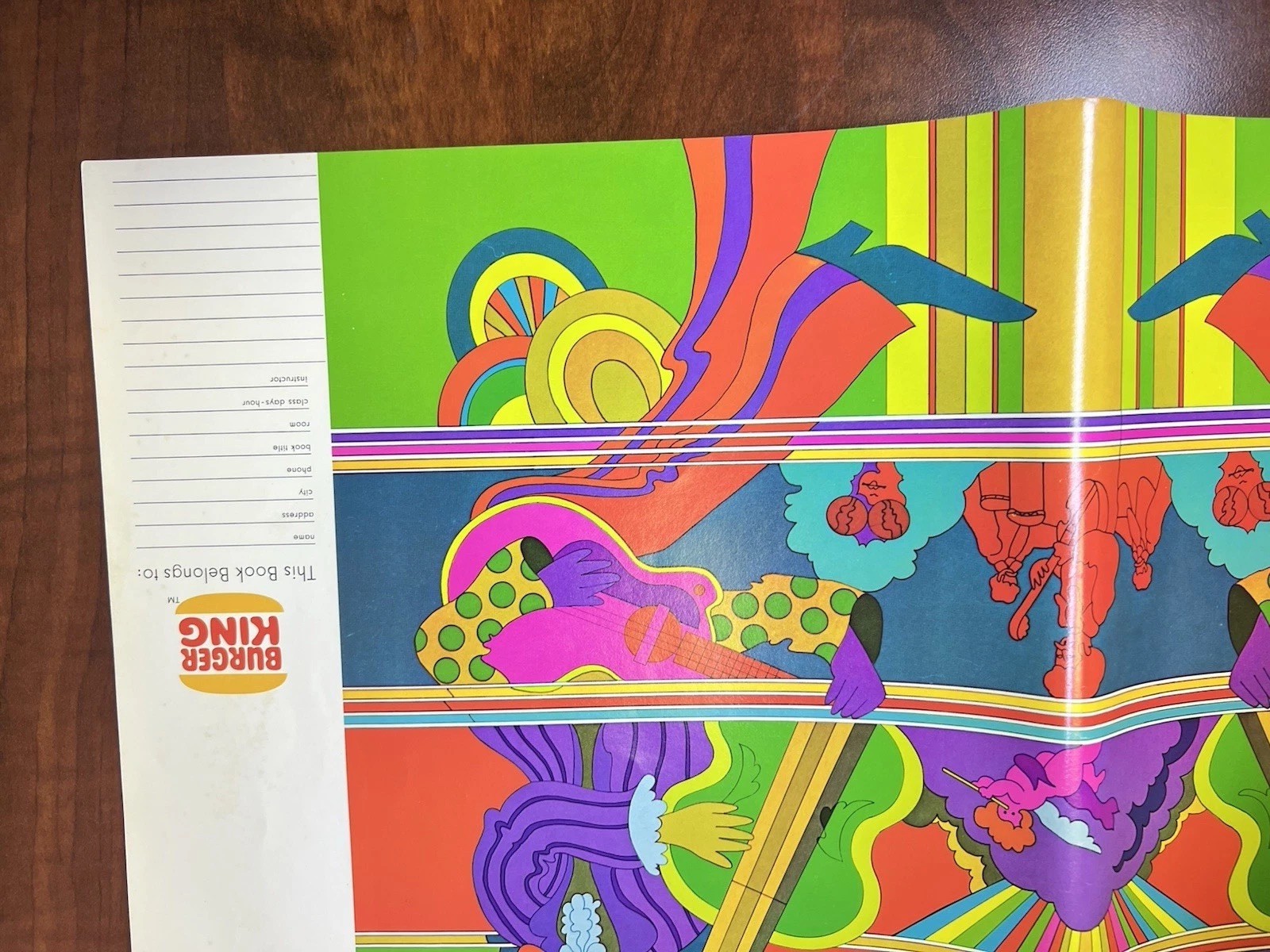 Vintage 1970’s Burger King Psychedelic Rock Art School Daze Book Cover c