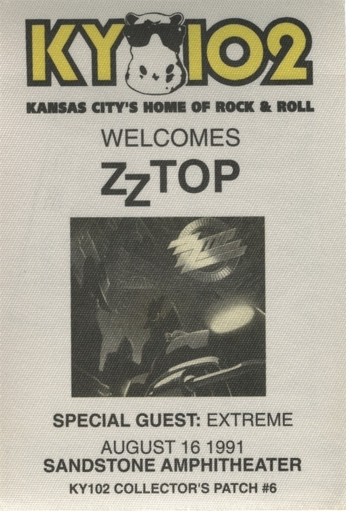ZZ Top 1991 Recycler concert tour w/ Extreme Radio KY-102 FM Backstage Pass
