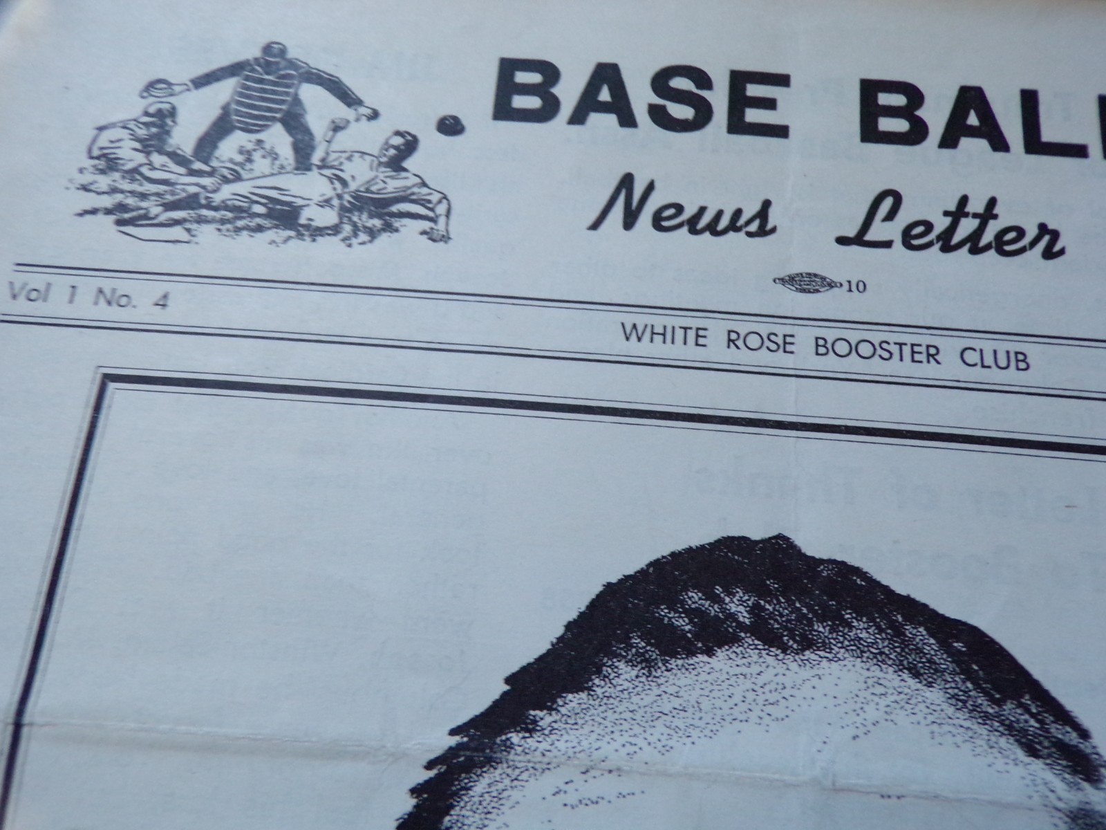 1958 Baseball White Rose Booster Club York PA News Letter Jim Grieves Vol 1 No 4