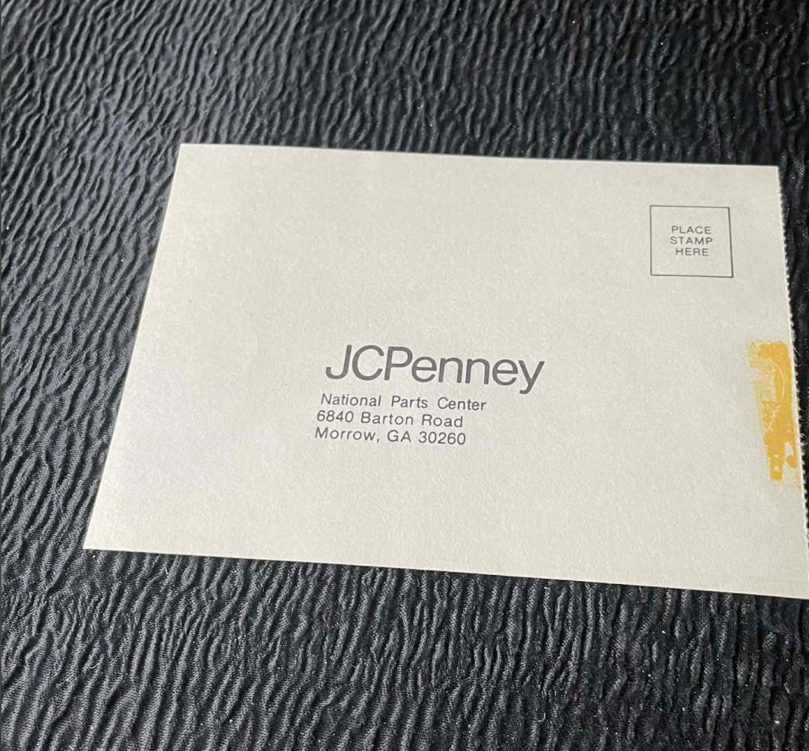 JC Penney Order Replacement Parts By Mail Mailing Card Vintage Advertising