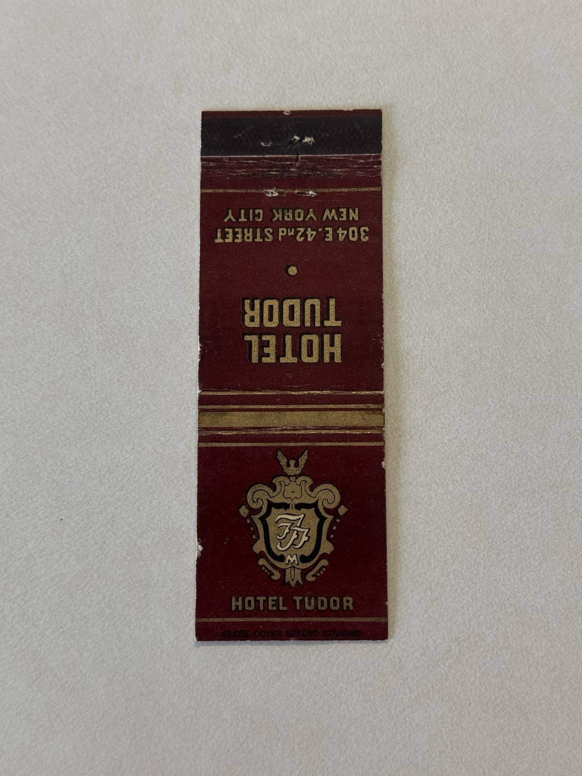 Hotel Tudor New York City Fred French Vintage Matchbook Cover C2