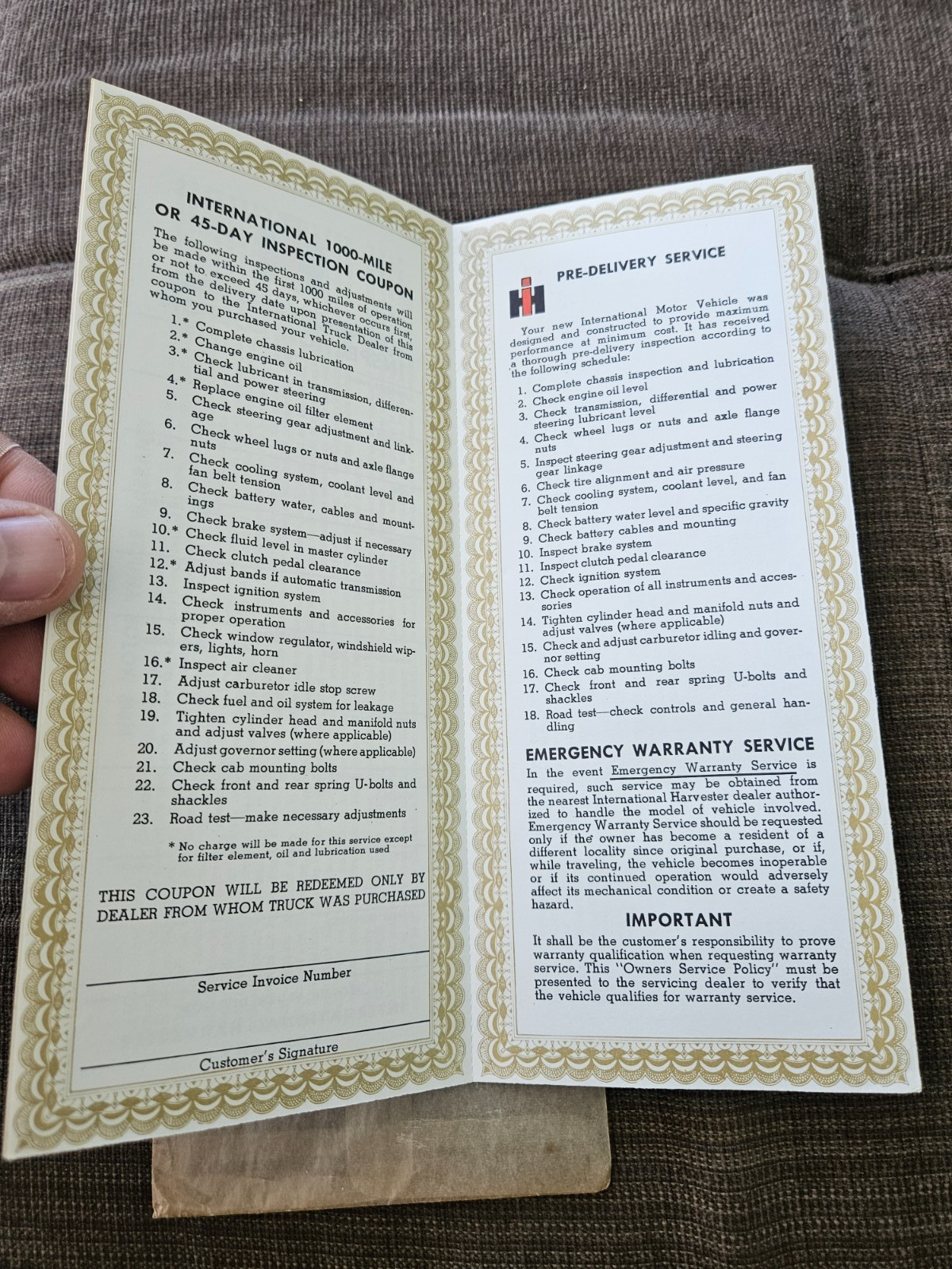 Rare find! 1950s? 1960s? BLANK International Harvester Owners Service Policy