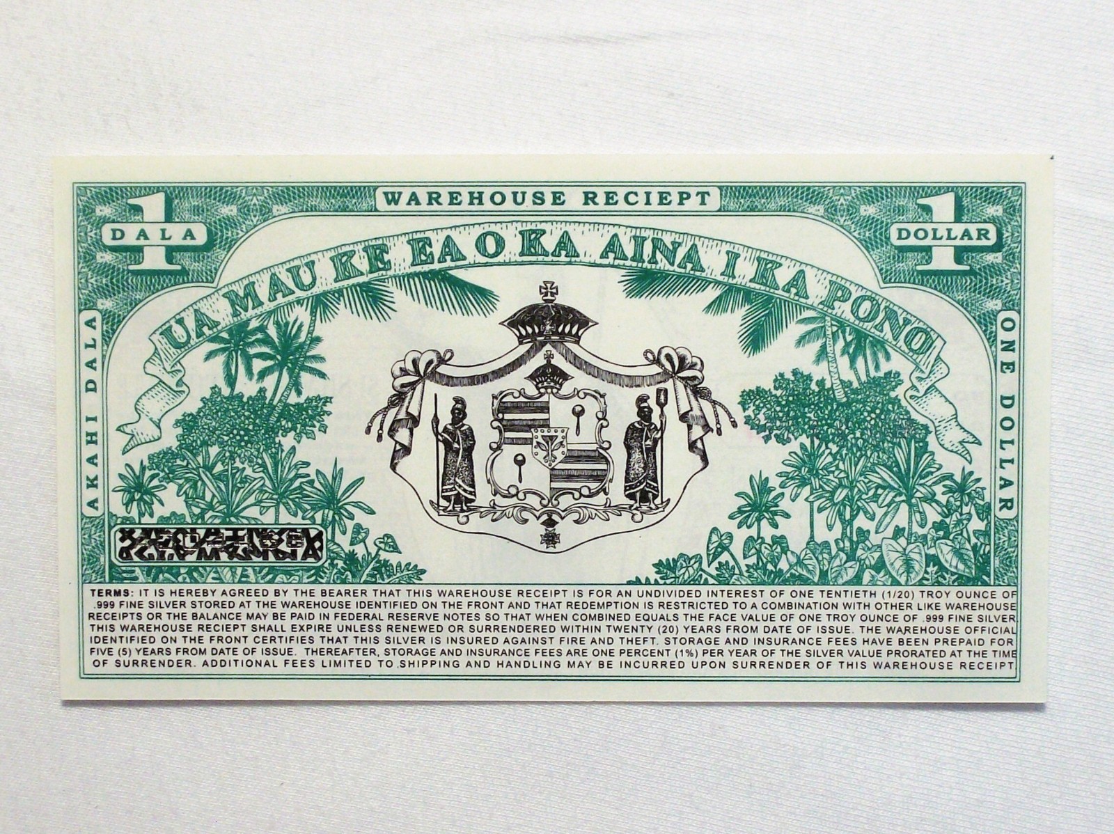 NORFED – 2007 American Liberty Currency – Hawaii Islands $1 Silver Certificate